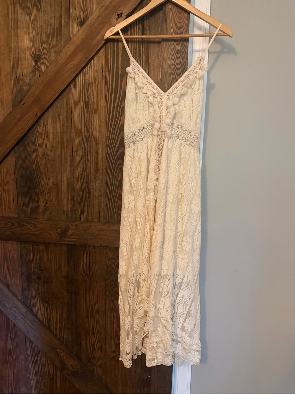 Boho Lace Slip Dress - Cream